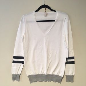 White vneck thin sweater.